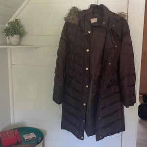 Michael Kors medium brown long puffer winter jacket